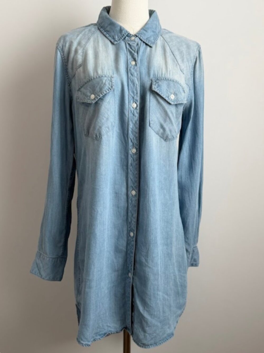 Rails Shirt Dress Light Wash Denim Chambray Size M